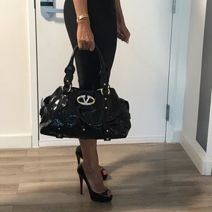 Valentino Posh Black Varnished Handbag